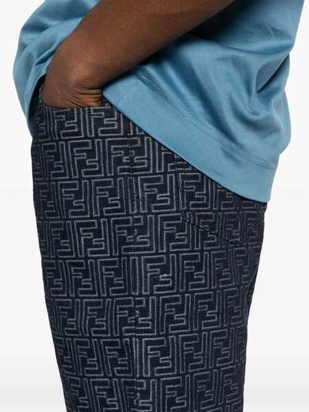 Pantaloni scurti Fendi Ff Jacquard Denim Shorts BLUE Barbati (BM 18428761) 5