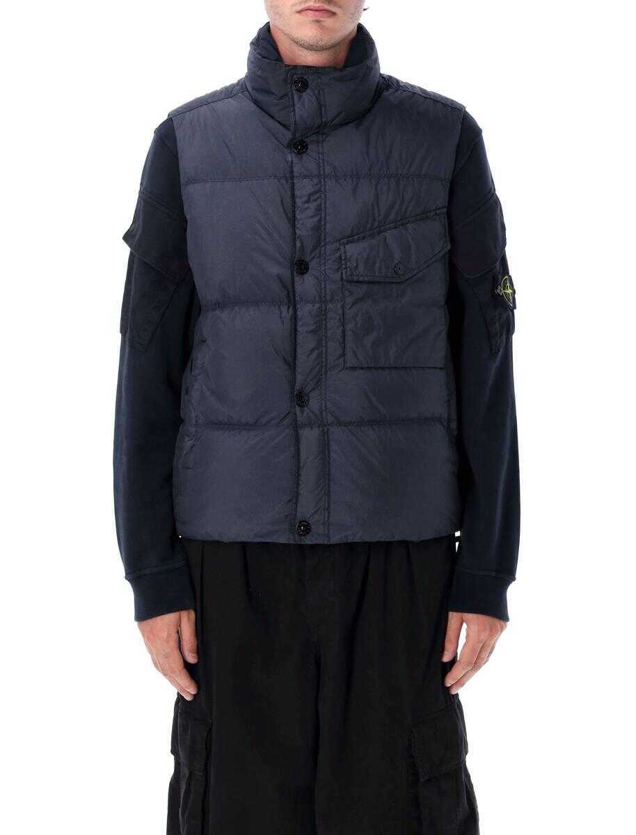 Topuri Stone Island Stone Island Crynkle Reps Nylon Down Vest NAVY Barbati (BM 18430119) 1