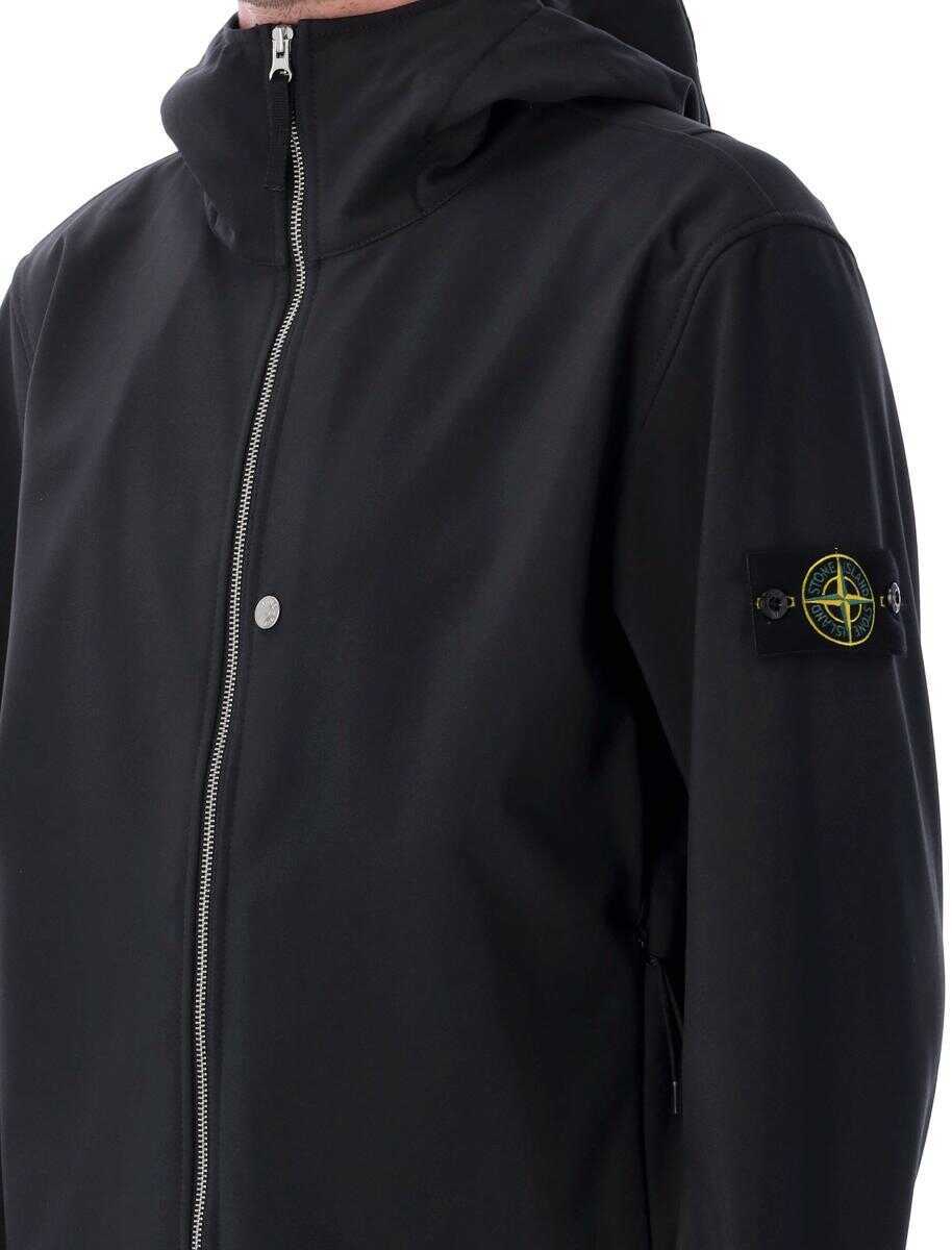 Geci Stone Island Stone Island Soft Shell-RE.Dye Technology Light Hooded Jacket Black Barbati (BM 18430128) 3