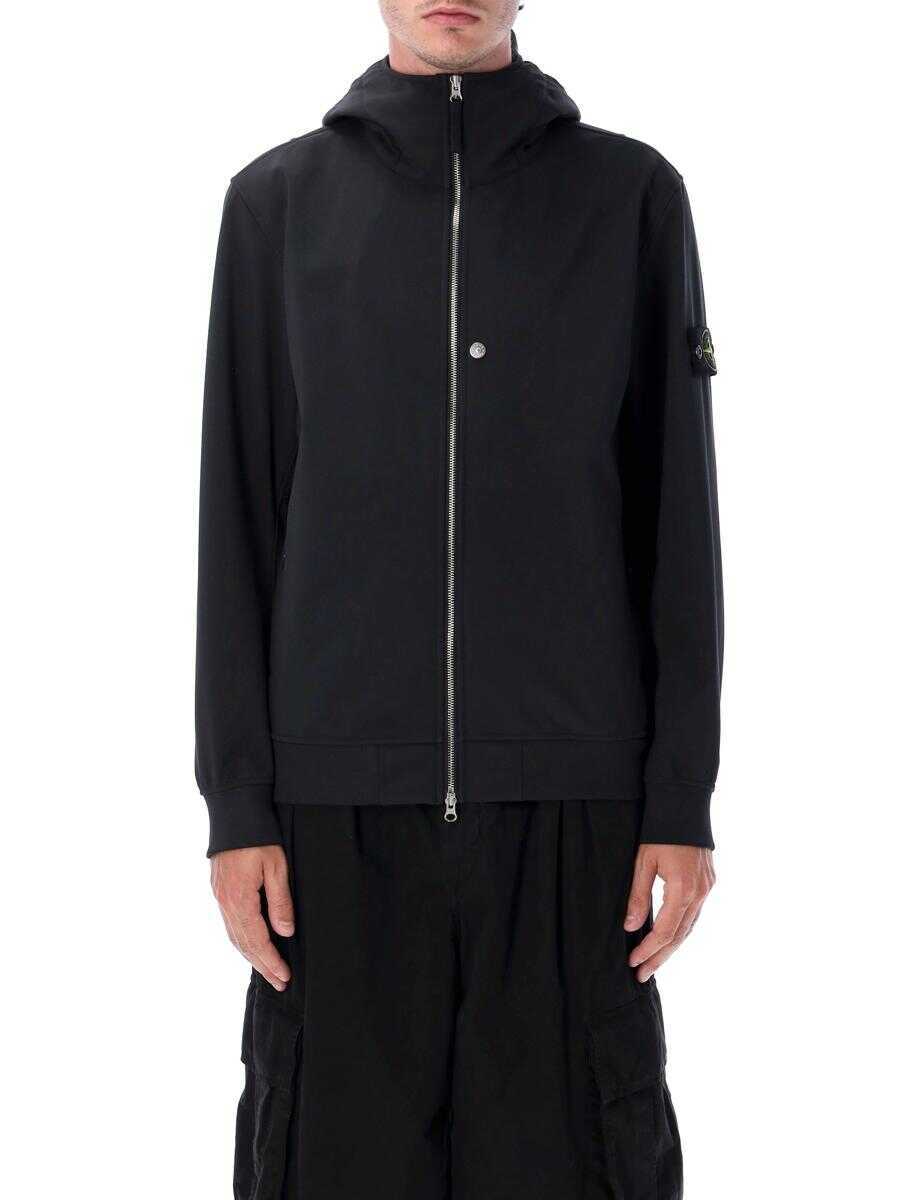 Geci Stone Island Stone Island Soft Shell-RE.Dye Technology Light Hooded Jacket Black Barbati (BM 18430128) 1