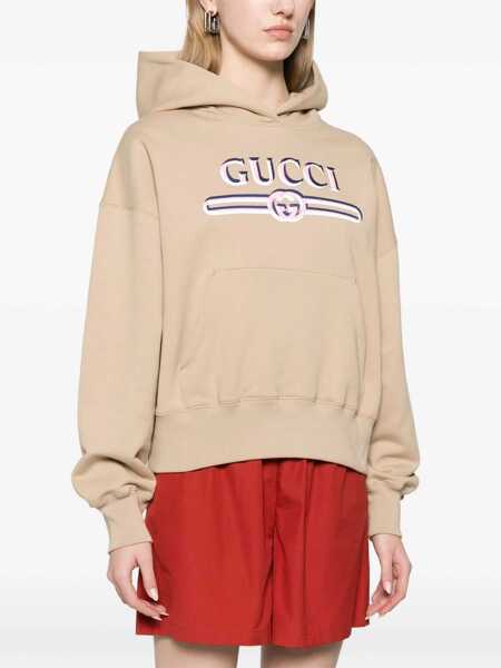 Bluze de trening Gucci Gucci Logo Hoodie Beige Femei (BM 18430632) 3