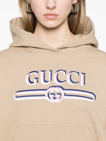Bluze de trening Gucci Gucci Logo Hoodie Beige Femei (BM 18430632) 5