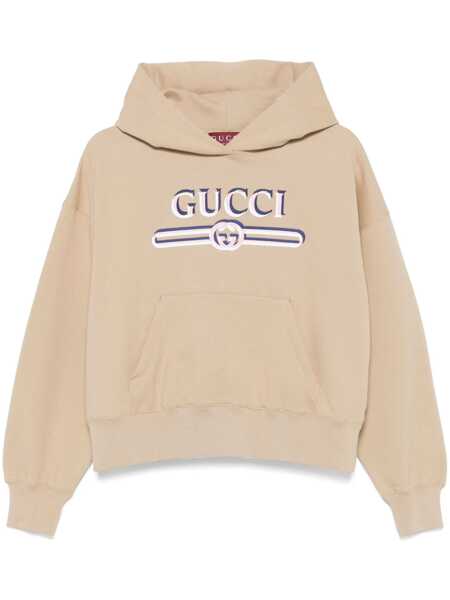 Bluze de trening Gucci Gucci Logo Hoodie Beige Femei (BM 18430632) 1