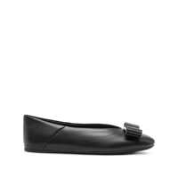 Balerini Salvatore Ferragamo Black Leather Vanna Flats Femei