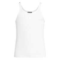 Topuri White Sleeveless Top With Logo Embroidery On The Front And Ribbed Knit In Cotton Man Barbati
