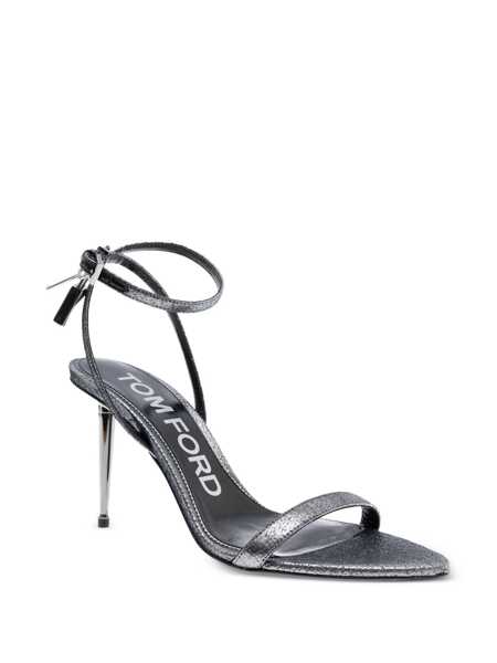 Pantofi cu toc Tom Ford Metallic Sandals With High Stiletto Heel And Padlock Detail On The Ankle In Leather Woman GREY Femei (BM 18432618) 2