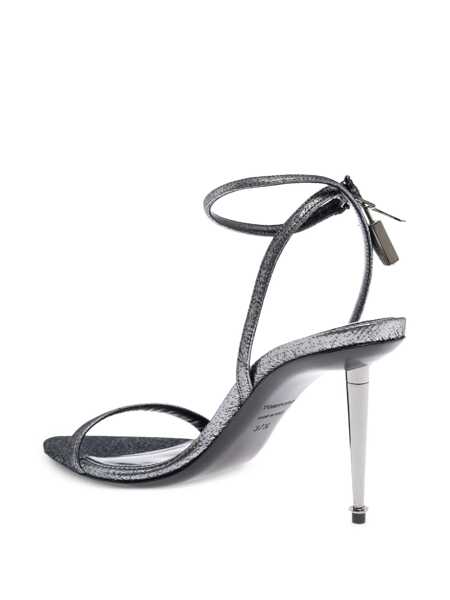 Pantofi cu toc Tom Ford Metallic Sandals With High Stiletto Heel And Padlock Detail On The Ankle In Leather Woman GREY Femei (BM 18432618) 3