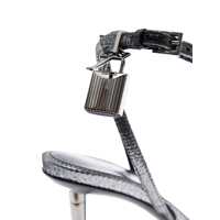 Pantofi cu toc Tom Ford Dama - Pantofi cu toc Tom Ford Metallic Sandals With High Stiletto Heel And Padlock Detail On The Ankle In Leather Woman GREY Femei (BM 18432618) - B-mall.ro