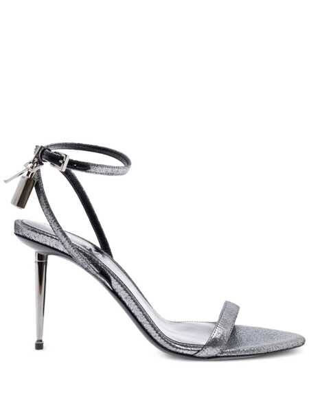 Pantofi cu toc Tom Ford Metallic Sandals With High Stiletto Heel And Padlock Detail On The Ankle In Leather Woman GREY Femei (BM 18432618) 1