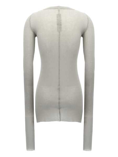 Tricouri Rick Owens Ribbed viscose and wool T-shirt Grey Femei (BM 18432852) 2