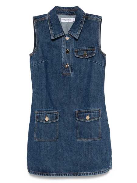 Rochii elegante Self-Portrait Short denim dress Blue Femei (BM 18432885) 1