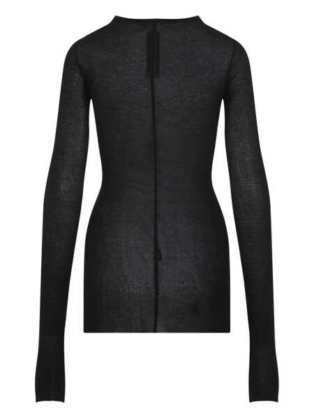 Tricouri Rick Owens Ribbed viscose and wool T-shirt Black Femei (BM 18432891) 2