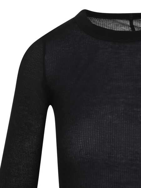 Tricouri Rick Owens Ribbed viscose and wool T-shirt Black Femei (BM 18432891) 3