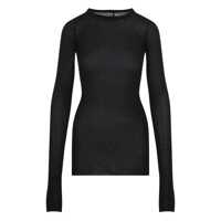 Tricouri Ribbed viscose and wool T-shirt Femei