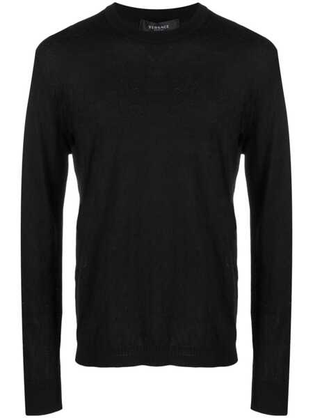 Pulovere Versace Versace Silk And Cotton Blend Sweater Black Barbati (BM 18434301) 1
