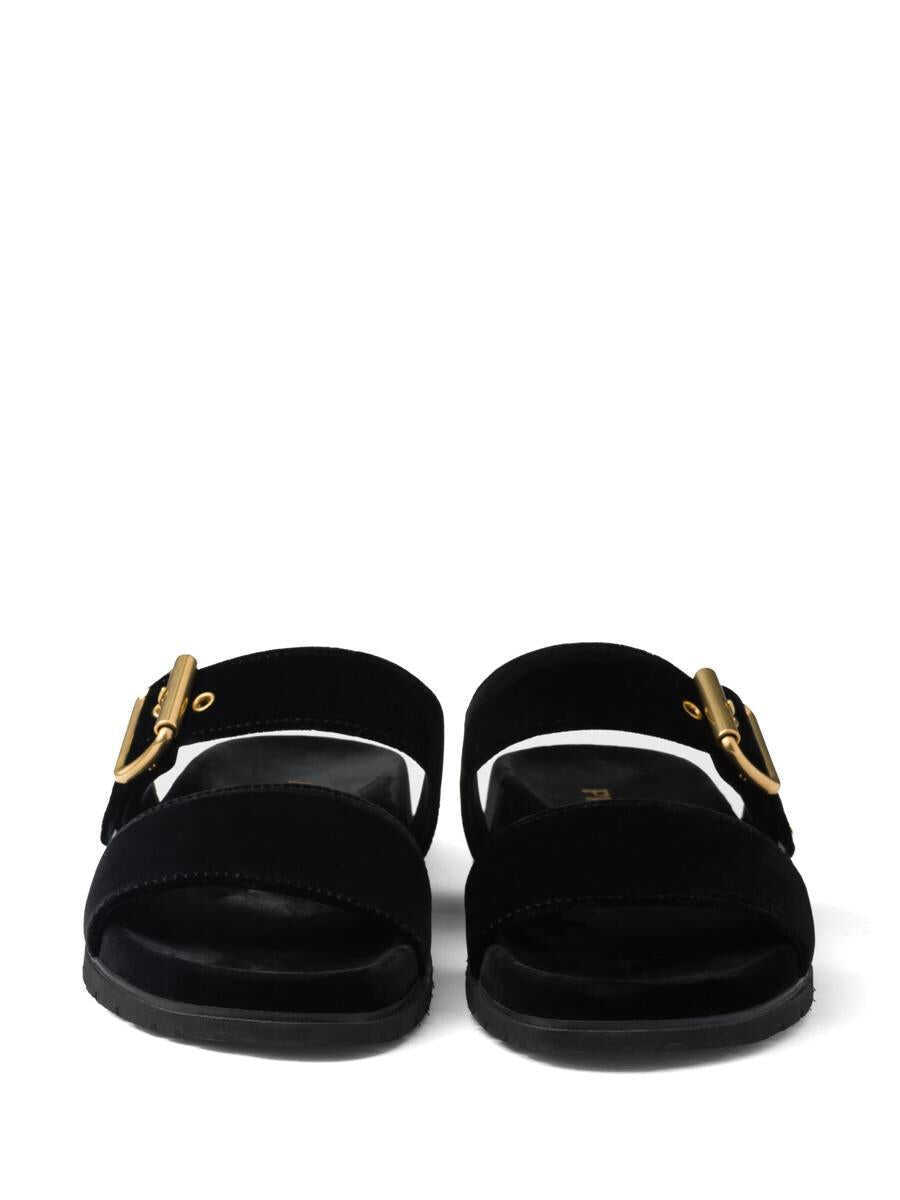 Sandale Prada Prada Triangle-Logo Velvet Slides Black Femei (BM 18435813) 5