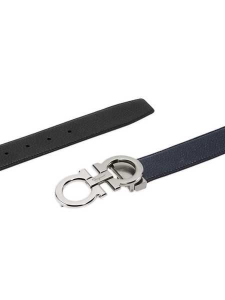 Curele Salvatore Ferragamo Salvatore Ferragamo Gancini Reversible Leather Belt Black Barbati (BM 18439143) 2