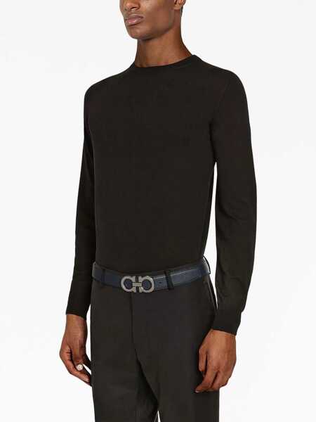 Curele Salvatore Ferragamo Salvatore Ferragamo Gancini Reversible Leather Belt Black Barbati (BM 18439143) 3