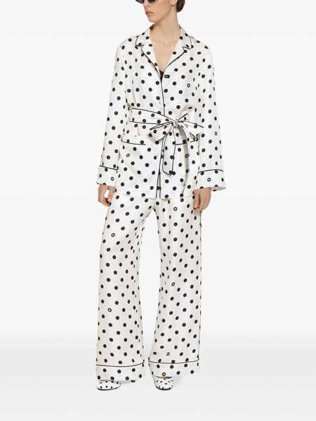Bluze Dolce & Gabbana Dolce & Gabbana Printed Silk Pajama Blouse WHITE Femei (BM 18446028) 5
