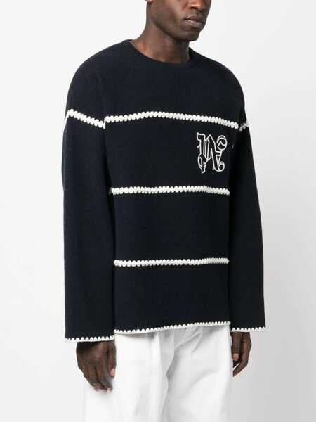 Pulovere Palm Angels Palm Angels Knit Wool Blend Pullover BLUE Barbati (BM 18450795) 3