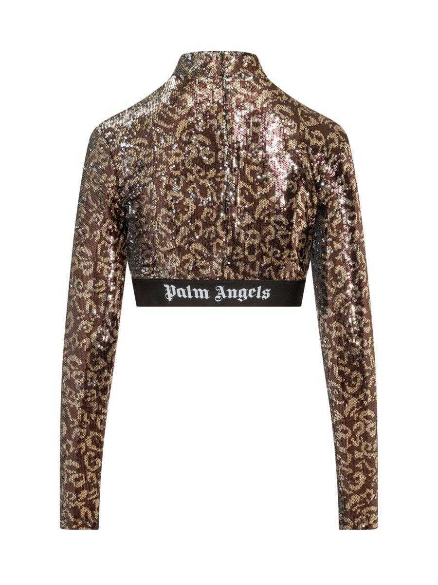 Topuri Palm Angels Palm Angels Top With Sequins BROWN Femei (BM 18450960) 2
