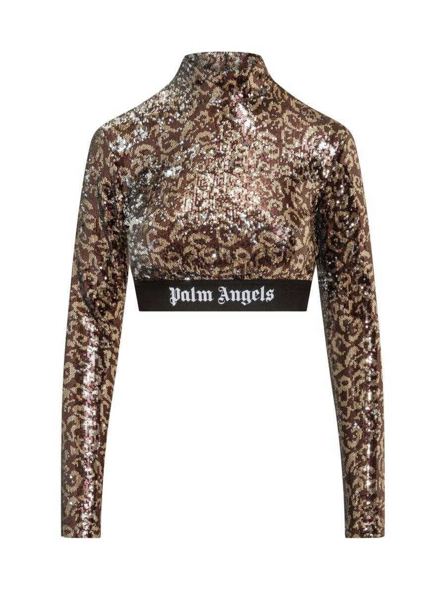 Topuri Palm Angels Palm Angels Top With Sequins BROWN Femei (BM 18450960) 1
