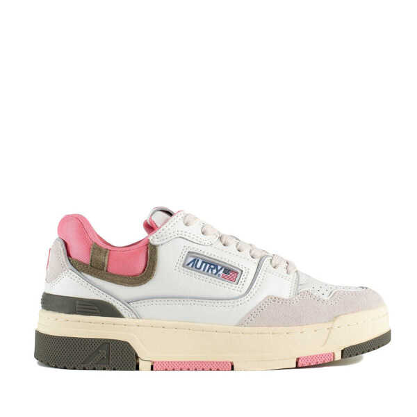 Sneakers AUTRY Autry Clc Low Sneakers In Leather And Suede Color White And Geranium WHITE, PINK, GREEN Femei (BM 18451482) 1