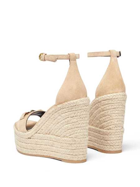 Pantofi cu toc Versace Beige Wedges With Adjustable Buckle Closure And Medusa Plaque On The Front In Leather Woman Beige Femei (BM 18454746) 3