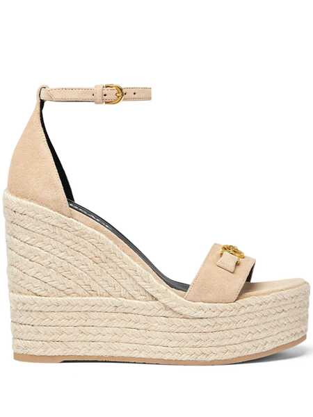 Pantofi cu toc Versace Beige Wedges With Adjustable Buckle Closure And Medusa Plaque On The Front In Leather Woman Beige Femei (BM 18454746) 1