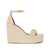 Versace Beige Wedges With Adjustable Buckle Closure And Medusa Plaque On The Front In Leather Woman Beige