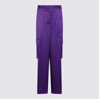 Pantaloni casual Versace Purple Silk-Viscose Blend Cargo Trousers Femei