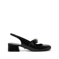 Balerini Black Ballerina Shoes With Heel And Medusa Detail On The Front In Shiny Leather Woman Femei