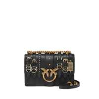 Genti de umar 'Love One Mini Light' Black Crossbody Bag With Love Birds Diamond Cut Buckle On The Front And Straps In Leather Woman Femei