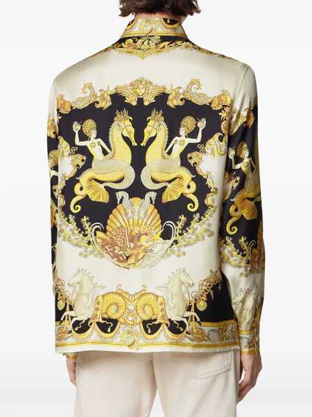 Camasi Versace Coral Teater White Shirt With Classic Collar And All-Over Print In Silk Man WHITE Barbati (BM 18455217) 4