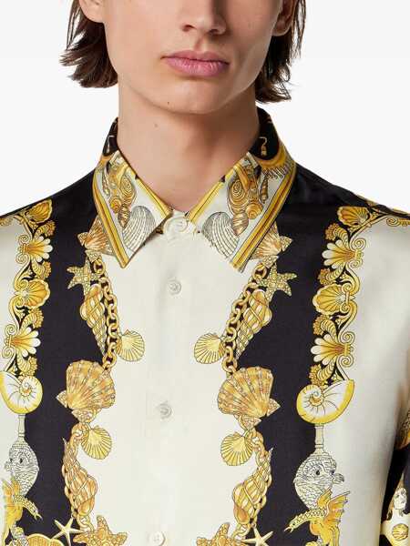 Camasi Versace Coral Teater White Shirt With Classic Collar And All-Over Print In Silk Man WHITE Barbati (BM 18455217) 5