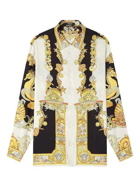 Camasi Versace Coral Teater White Shirt With Classic Collar And All-Over Print In Silk Man WHITE Barbati (BM 18455217) 1