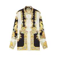 Camasi 'Coral Teater' White Shirt With Classic Collar And All-Over Print In Silk Man Barbati