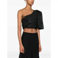 Imbracaminte Dama pagina 258 - Topuri Pinko Magnanina Black One Shoulder Top With Ruffle Details In Techn Fabric Woman Black Femei (BM 18455325) - B-mall.ro