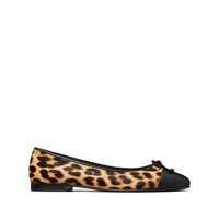 Balerini Brown Ballet Shoes With Cap Toe And Leopard Print In Leather Woman Femei