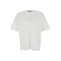 Tricouri White T-Shirt With Logo Embroidered On The Front Tone-On-Tone In Cotton Man Barbati