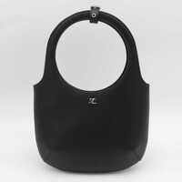 Genti de mana Courrèges Black Leather Holy Top Handle Bag Femei