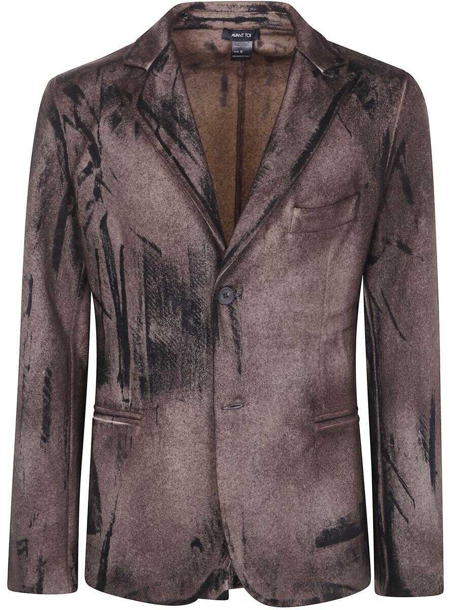 Geci AVANT TOI Avant Toi Felted Rever Jacket With Black Brush Strokes Effect Clothing BROWN Barbati (BM 18456750) 1