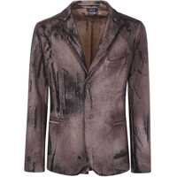 Geci Avant Toi Felted Rever Jacket With Black Brush Strokes Effect Clothing Barbati