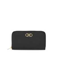 Portofele 'Giove' Black Wallet With Gancini On The Front In Leather Woman Femei