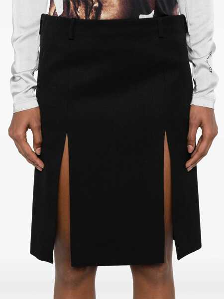 Fuste THE ATTICO Black Skirt With Two Front Slits And Logo Plaque On The Rear In Wool Woman Black Femei (BM 18457275) 5