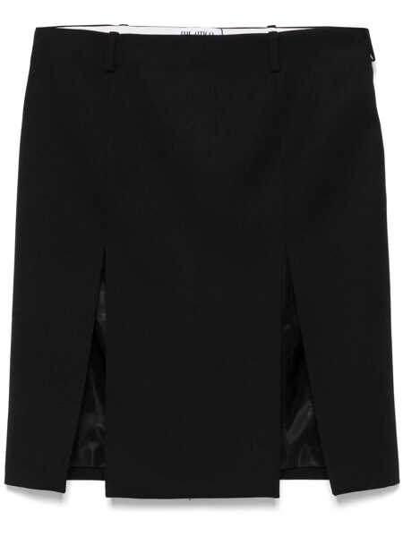 Fuste THE ATTICO Black Skirt With Two Front Slits And Logo Plaque On The Rear In Wool Woman Black Femei (BM 18457275) 1
