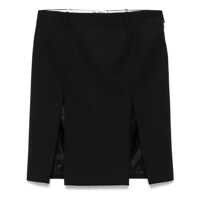 Fuste THE ATTICO Black Skirt With Two Front Slits And Logo Plaque On The Rear In Wool Woman