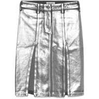 Fuste THE ATTICO Metallic Midi Skirt With Two Front Splits And Logo Detail On The Button In Cotton Woman