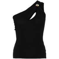 Topuri Black One-Shoulder Top With Jewel Detail On The Front In Viscose Blend Woman Femei