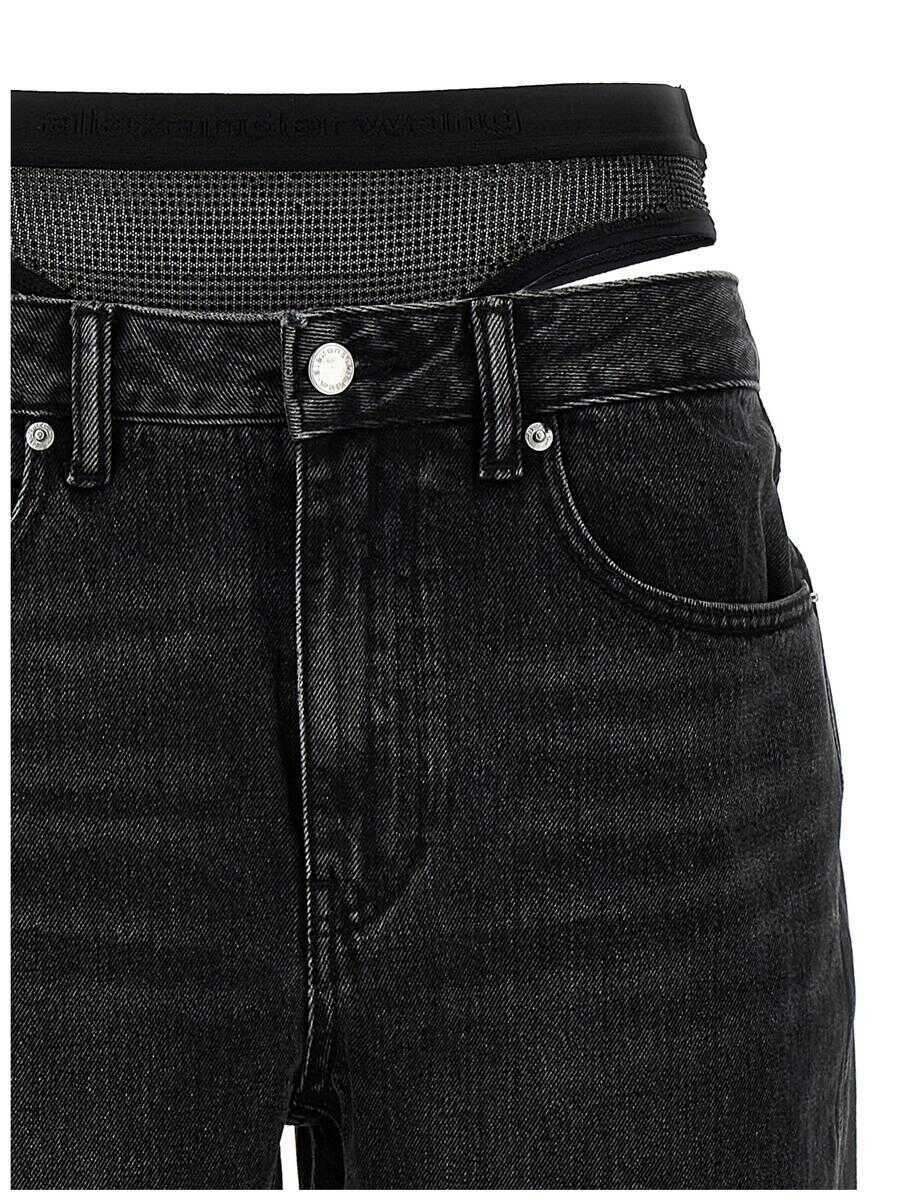Blugi Alexander Wang Alexander Wang Slit Hem Prestyle Hotfix Mesh Undie Jeans Black Femei (BM 18459438) 3